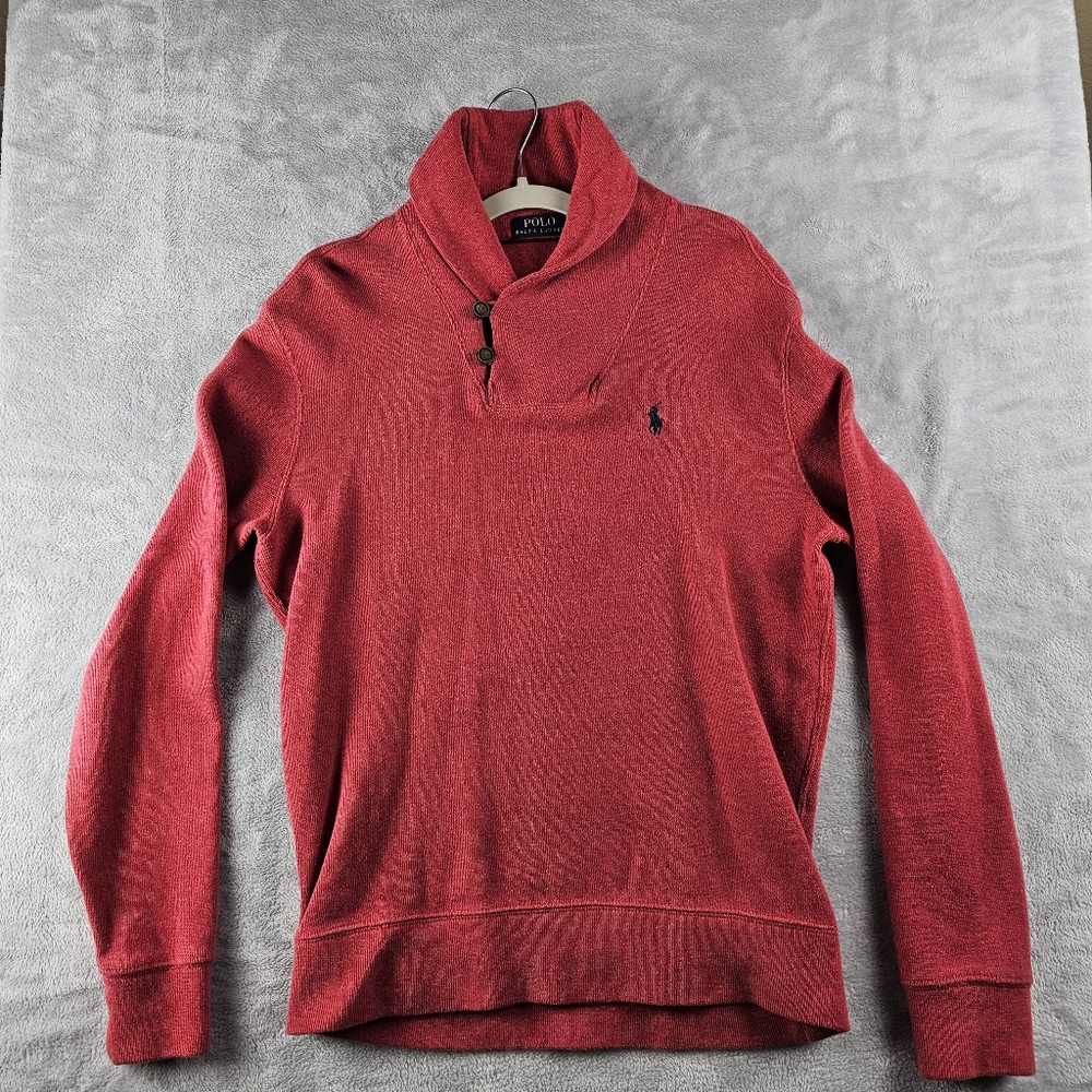 Ralph Lauren French Rib Shawl Collar Pullover Cardigan Red Mens Size Small